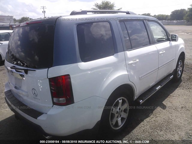 5FNYF4H98AB004604 - 2010 HONDA PILOT TOURING WHITE photo 4