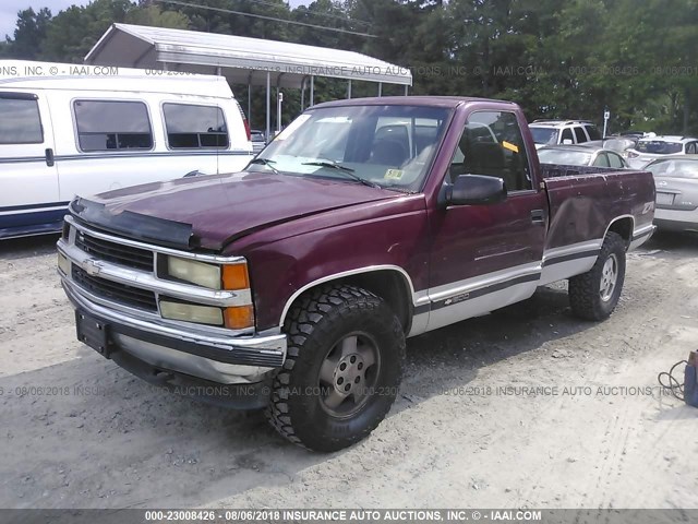 1GCEK14K2SZ169002 - 1995 CHEVROLET GMT-400 K1500 BURGUNDY photo 2