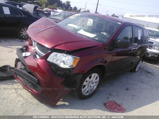 2C4RDGBG3FR605904 - 2015 DODGE GRAND CARAVAN SE RED photo 2