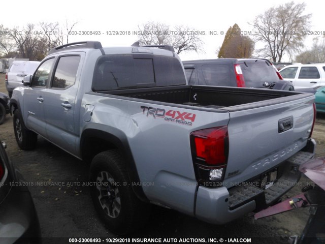 3TMCZ5AN9JM166218 - 2018 TOYOTA TACOMA DBL CAB/SR/TRDSPT/OR/PRO ვერცხლისფერი ფოტო 3