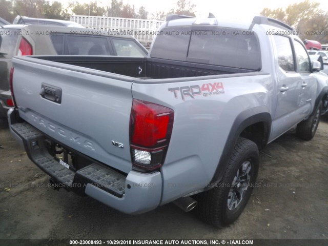 3TMCZ5AN9JM166218 - 2018 TOYOTA TACOMA DBL CAB/SR/TRDSPT/OR/PRO ვერცხლისფერი ფოტო 4