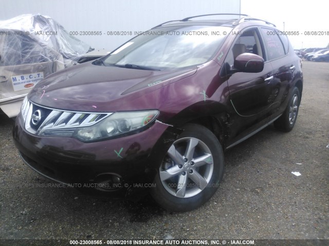 JN8AZ1MU4AW013799 - 2010 NISSAN MURANO S/SL/LE MAROON photo 2