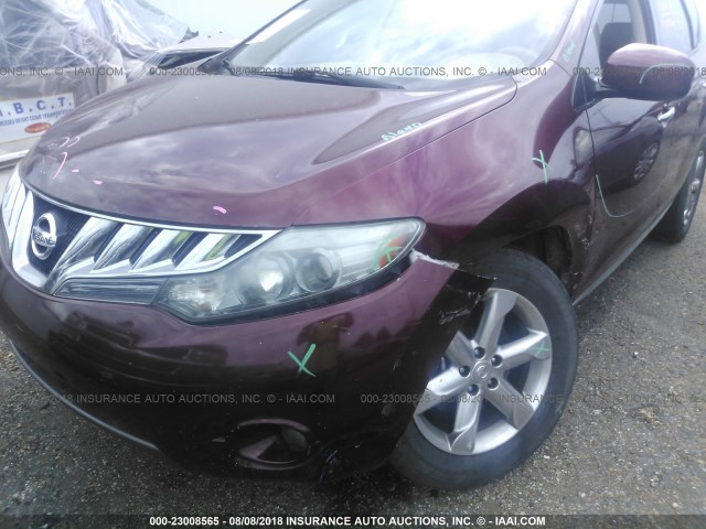 JN8AZ1MU4AW013799 - 2010 NISSAN MURANO S/SL/LE MAROON photo 6