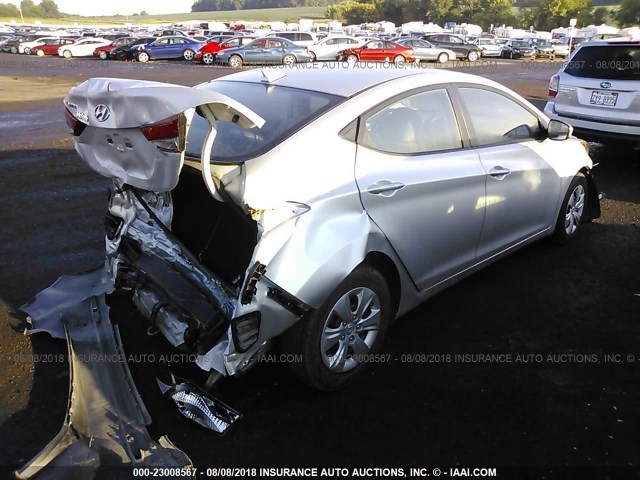 5NPDH4AEXGH720723 - 2016 HYUNDAI ELANTRA SE/SPORT/LIMITED SILVER photo 4