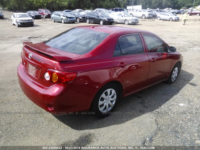 1NXBU4EE7AZ304005 - 2010 TOYOTA COROLLA S/LE/XLE RED photo 4