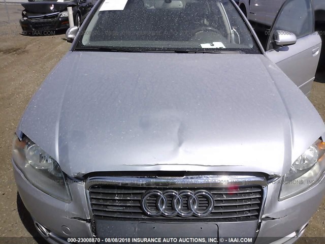 WAUDF78EX6A252864 - 2006 AUDI A4 2.0T QUATTRO SILVER photo 10