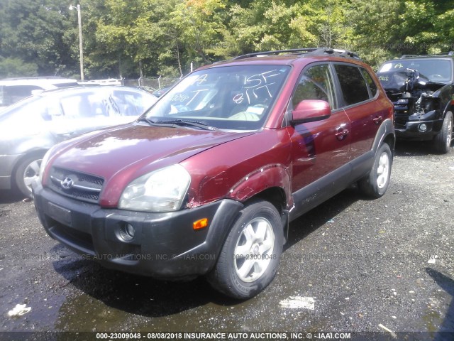 KM8JN72D25U212716 - 2005 HYUNDAI TUCSON GLS/LX RED photo 2