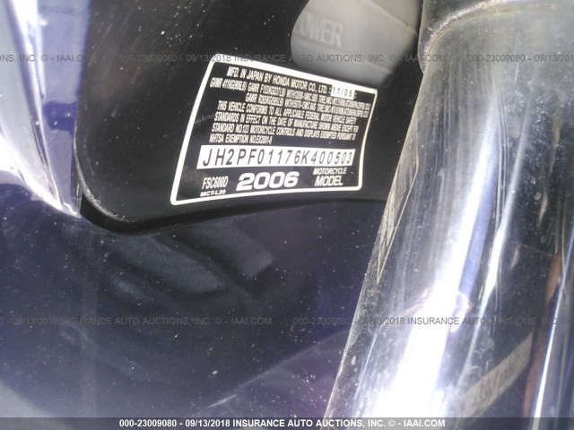 JH2PF01176K400503 - 2006 HONDA FSC600 D BLUE photo 10