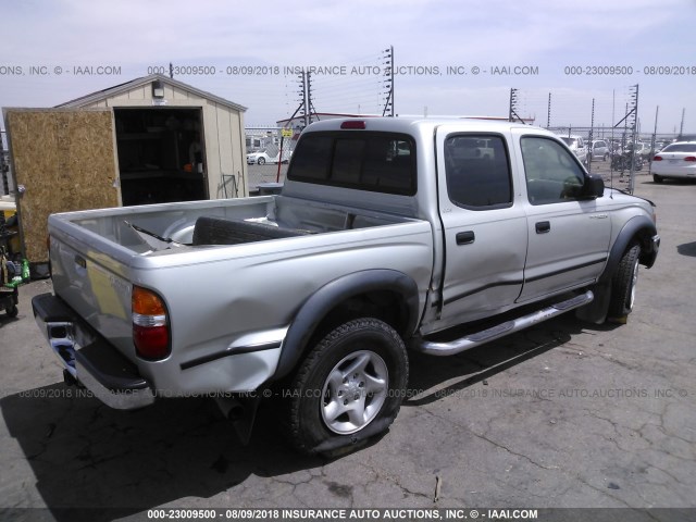 5TEGN92N04Z325749 - 2004 TOYOTA TACOMA DOUBLE CAB PRERUNNER GRAY photo 4
