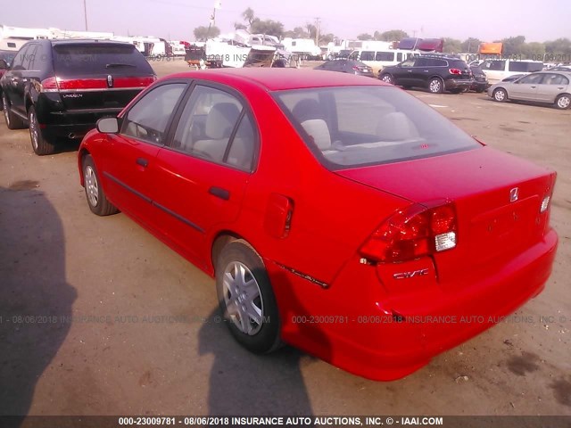 1HGES163X5L013353 - 2005 HONDA CIVIC DX VP RED photo 3