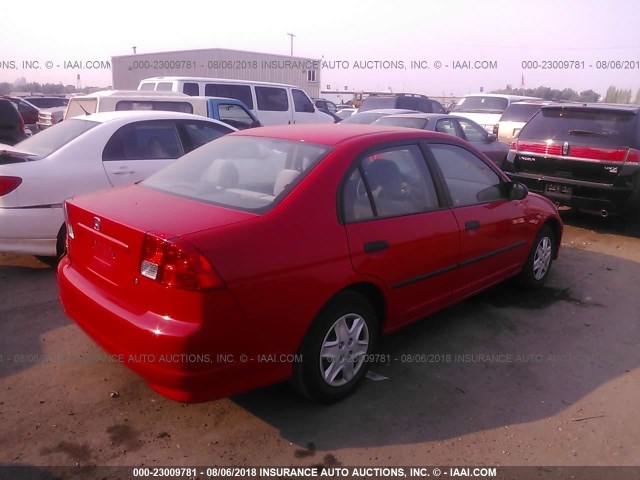 1HGES163X5L013353 - 2005 HONDA CIVIC DX VP RED photo 4