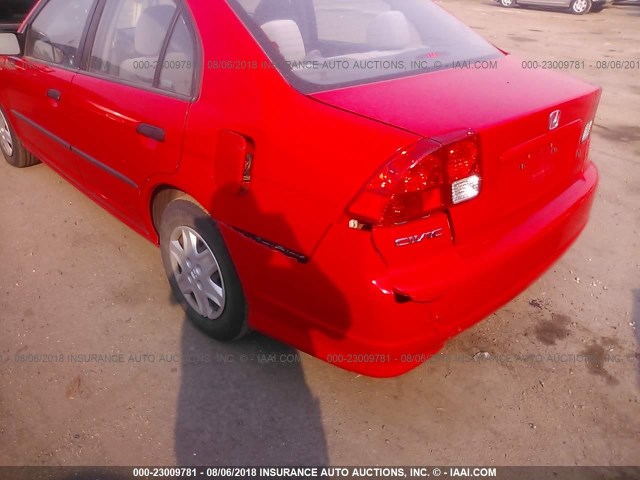 1HGES163X5L013353 - 2005 HONDA CIVIC DX VP RED photo 6