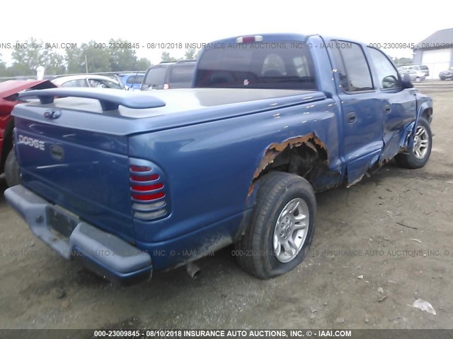 1B7HL38X725724692 - 2002 DODGE DAKOTA QUAD SPORT/QUAD R/T BLUE photo 4