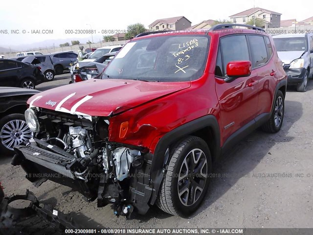 ZACCJABT2GPD74654 - 2016 JEEP RENEGADE LATITUDE RED photo 2