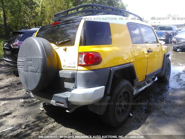 JTEZU11FX70003465 - 2007 TOYOTA FJ CRUISER YELLOW photo 4