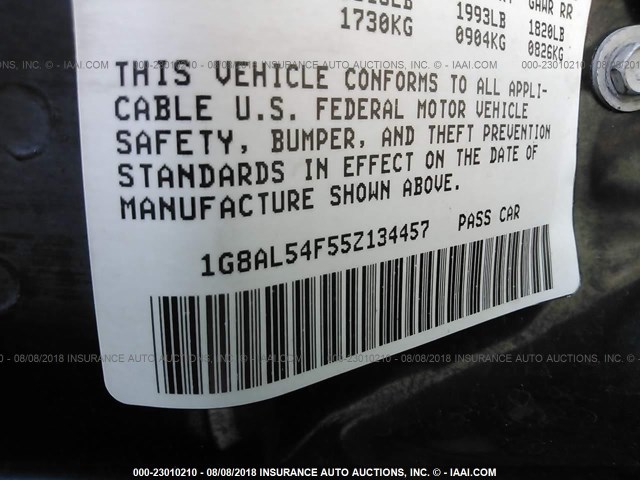 1G8AL54F55Z134457 - 2005 SATURN ION LEVEL 3 TURQUOISE photo 9