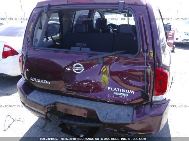 5N1BA0NF2BN608395 - 2011 NISSAN ARMADA PLATINUM MAROON photo 6