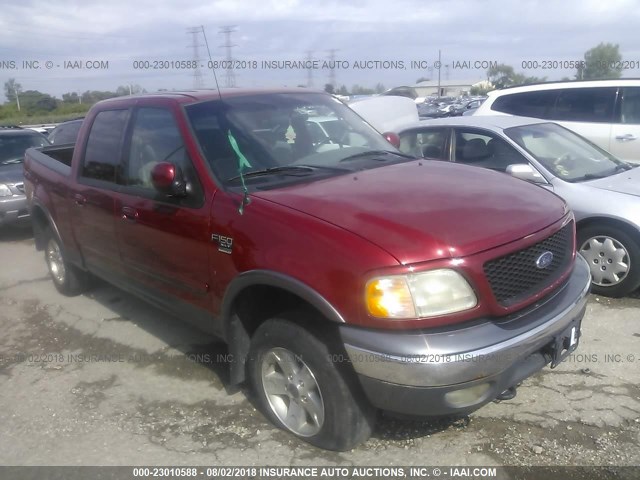 1FTRW08L02KA74451 - 2002 FORD F150 SUPERCREW RED photo 1