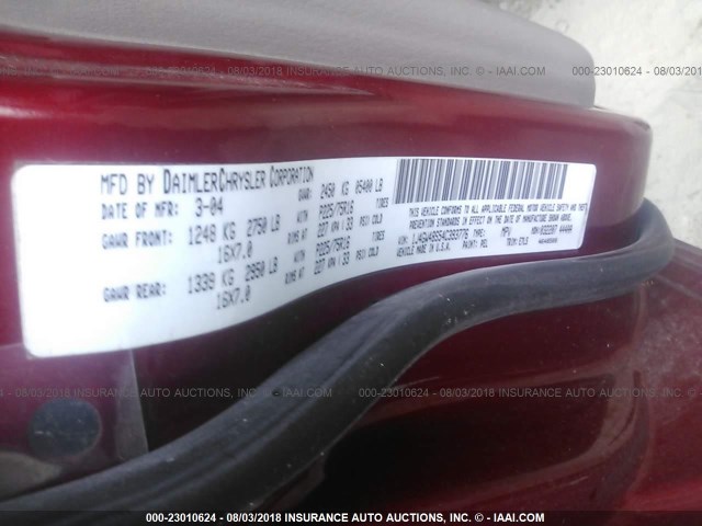 1J4GW48S54C393776 - 2004 JEEP GRAND CHEROKEE LAREDO/COLUMBIA/FREEDOM 红色 照片 9