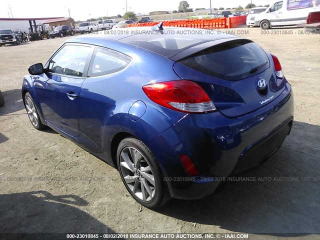 KMHTC6ADXHU310391 - 2017 HYUNDAI VELOSTER BLUE photo 3