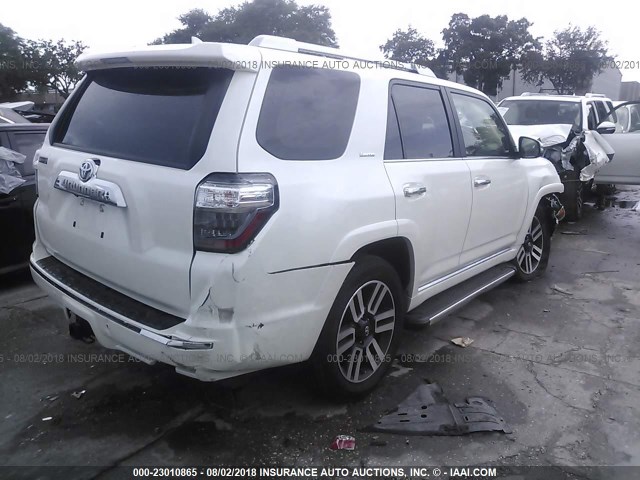 JTEBU5JR1E5160661 - 2014 TOYOTA 4RUNNER SR5/LIMITED/TRAIL WHITE photo 4