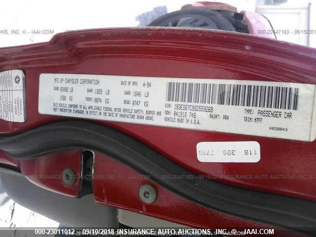 1B3ES67C9SD559269 - 1995 DODGE NEON SPORT RED photo 9