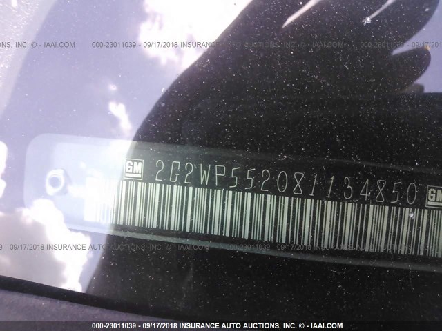 2G2WP552081134850 - 2008 PONTIAC GRAND PRIX SILVER photo 9