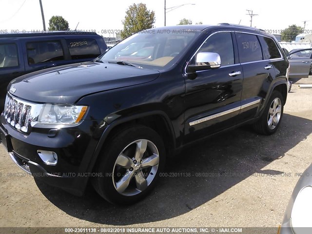 1C4RJFCT8DC614697 - 2013 JEEP GRAND CHEROKEE OVERLAND BLACK photo 2