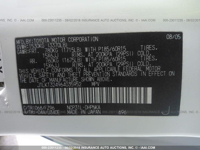 JTLKT324964035952 - 2006 TOYOTA SCION XB Mavi foto 9