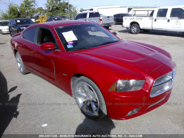 2C3CDXCT6DH537641 - 2013 DODGE CHARGER R/T RED photo 1