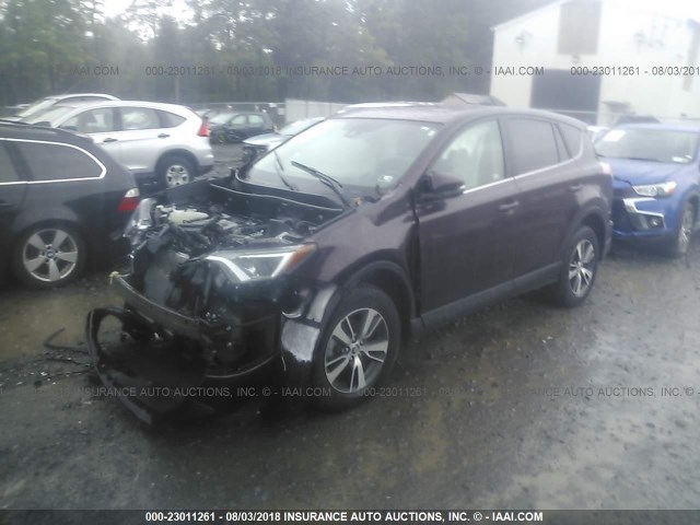 2T3RFREV7JW704529 - 2018 TOYOTA RAV4 ADVENTURE/XLE PURPLE photo 2