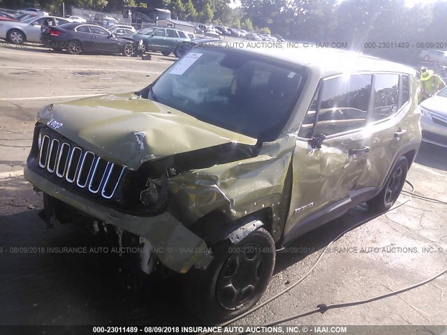 ZACCJAAT0FPB53471 - 2015 JEEP RENEGADE SPORT GREEN photo 2