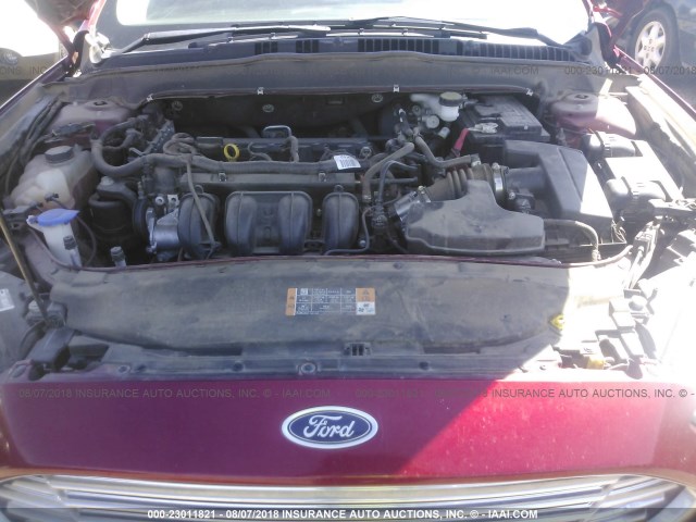 3FA6P0G77DR342839 - 2013 FORD FUSION S RED photo 10