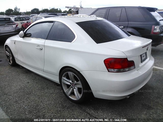 WBAUP73598VF09645 - 2008 BMW 128 I WHITE photo 3