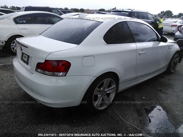 WBAUP73598VF09645 - 2008 BMW 128 I WHITE photo 4