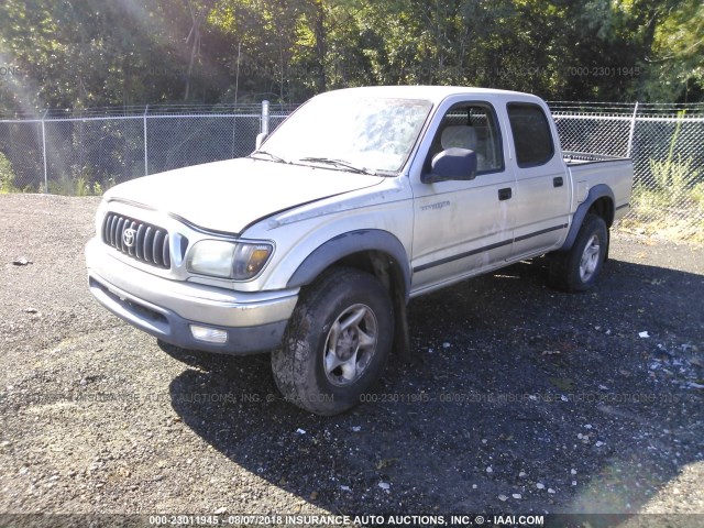 5TEGN92N12Z132054 - 2002 TOYOTA TACOMA DOUBLE CAB PRERUNNER GRAY photo 2