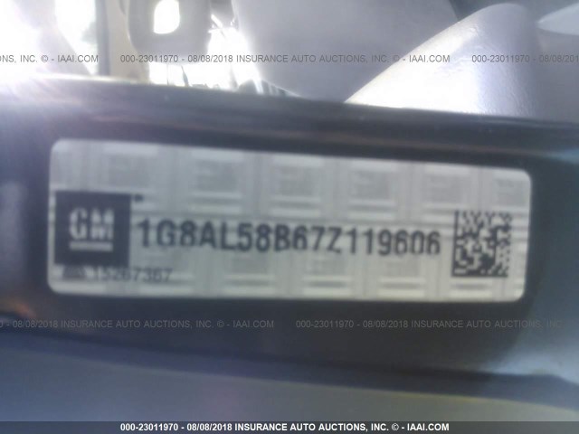 1G8AL58B67Z119606 - 2007 SATURN ION LEVEL 3 GRAY photo 9