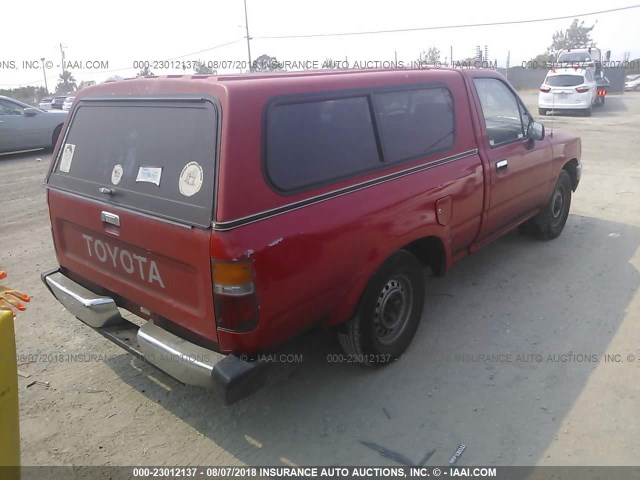 JT4RN81P9K5018814 - 1989 TOYOTA PICKUP 1/2 TON SHT WHEELBASE DLX RED photo 4