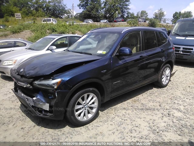 5UXWY3C51F0E95816 - 2015 BMW X3 XDRIVE28D BLUE photo 2