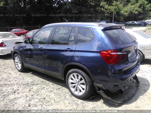 5UXWY3C51F0E95816 - 2015 BMW X3 XDRIVE28D BLUE photo 3