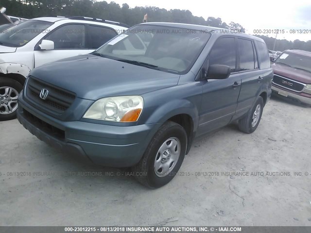 2HKYF18135H571898 - 2005 HONDA PILOT LX BLUE photo 2