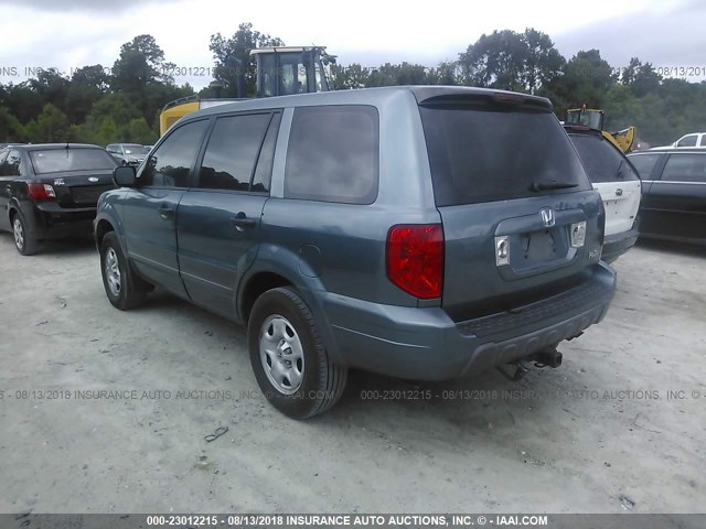 2HKYF18135H571898 - 2005 HONDA PILOT LX BLUE photo 3