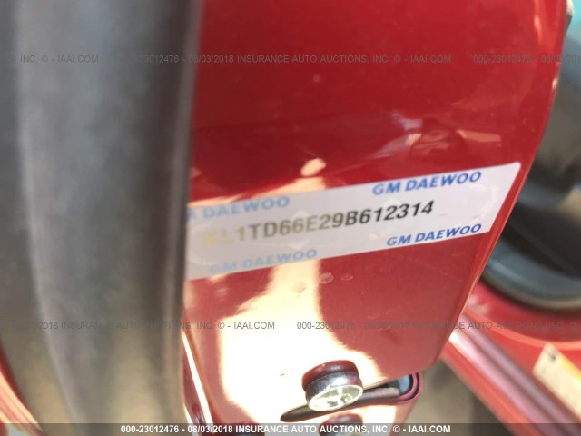 KL1TD66E29B612314 - 2009 CHEVROLET AVEO LS/LT 红色 照片 9