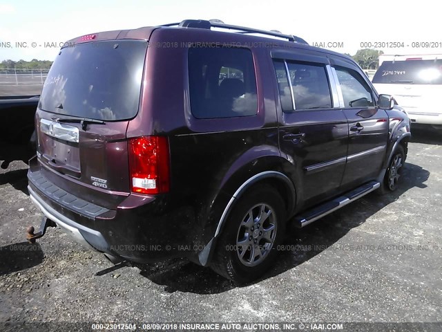 5FNYF48819B022171 - 2009 HONDA PILOT TOURING RED photo 4