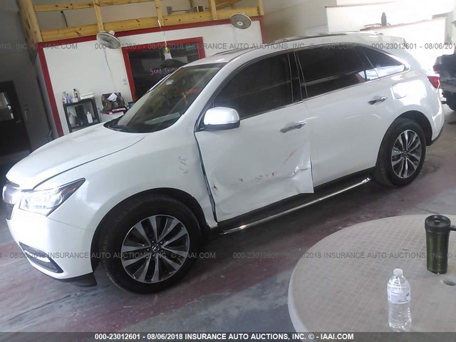 5FRYD4H45GB001452 - 2016 ACURA MDX TECHNOLOGY WHITE photo 2