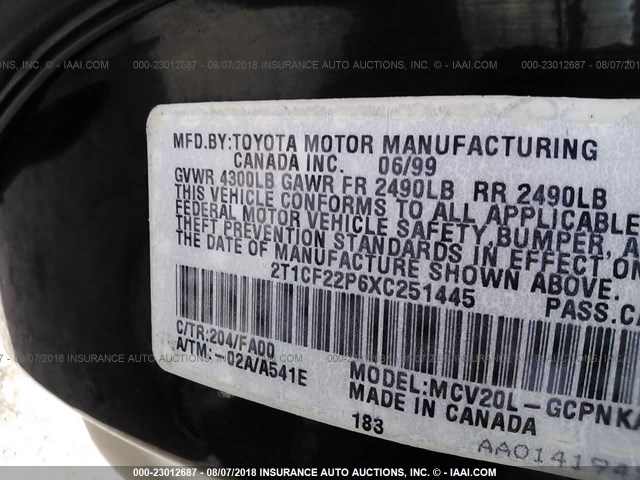 2T1CF22P6XC251445 - 1999 TOYOTA CAMRY SOLARA SE/SLE Qara foto 9