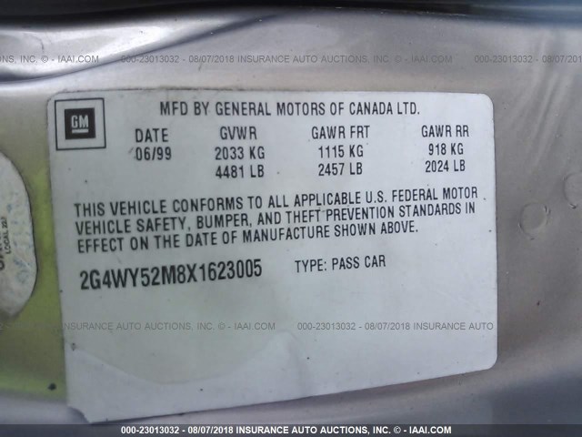 2G4WY52M8X1623005 - 1999 BUICK CENTURY LIMITED GOLD photo 9