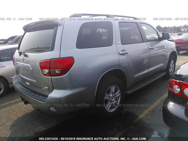 5TDZY64A18S012169 - 2008 TOYOTA SEQUOIA SR5 SILVER photo 4