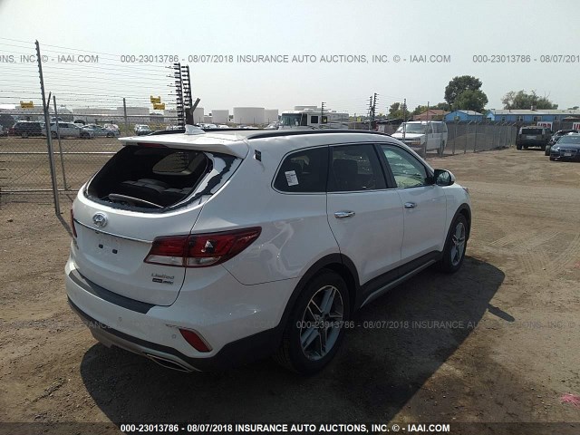 KM8SRDHF8JU265527 - 2018 HYUNDAI SANTA FE SE/LIMITED WHITE photo 4