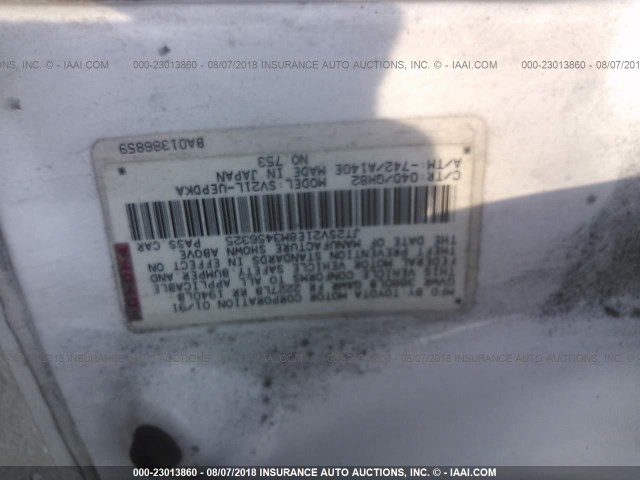 JT2SV21E8M3456325 - 1991 TOYOTA CAMRY DLX WHITE photo 9